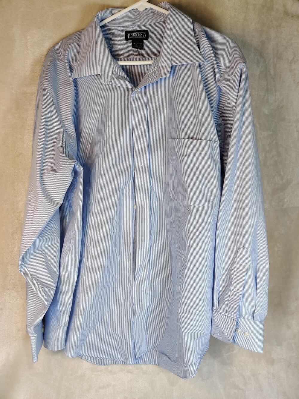 Lands' End Men's Button-up Long Sleeve Striped Dress Shirt Size 18 34/55 Reg